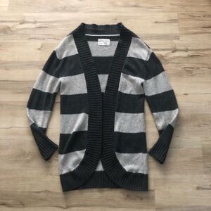 Aeropostale Black and Gray Striped Cardigan